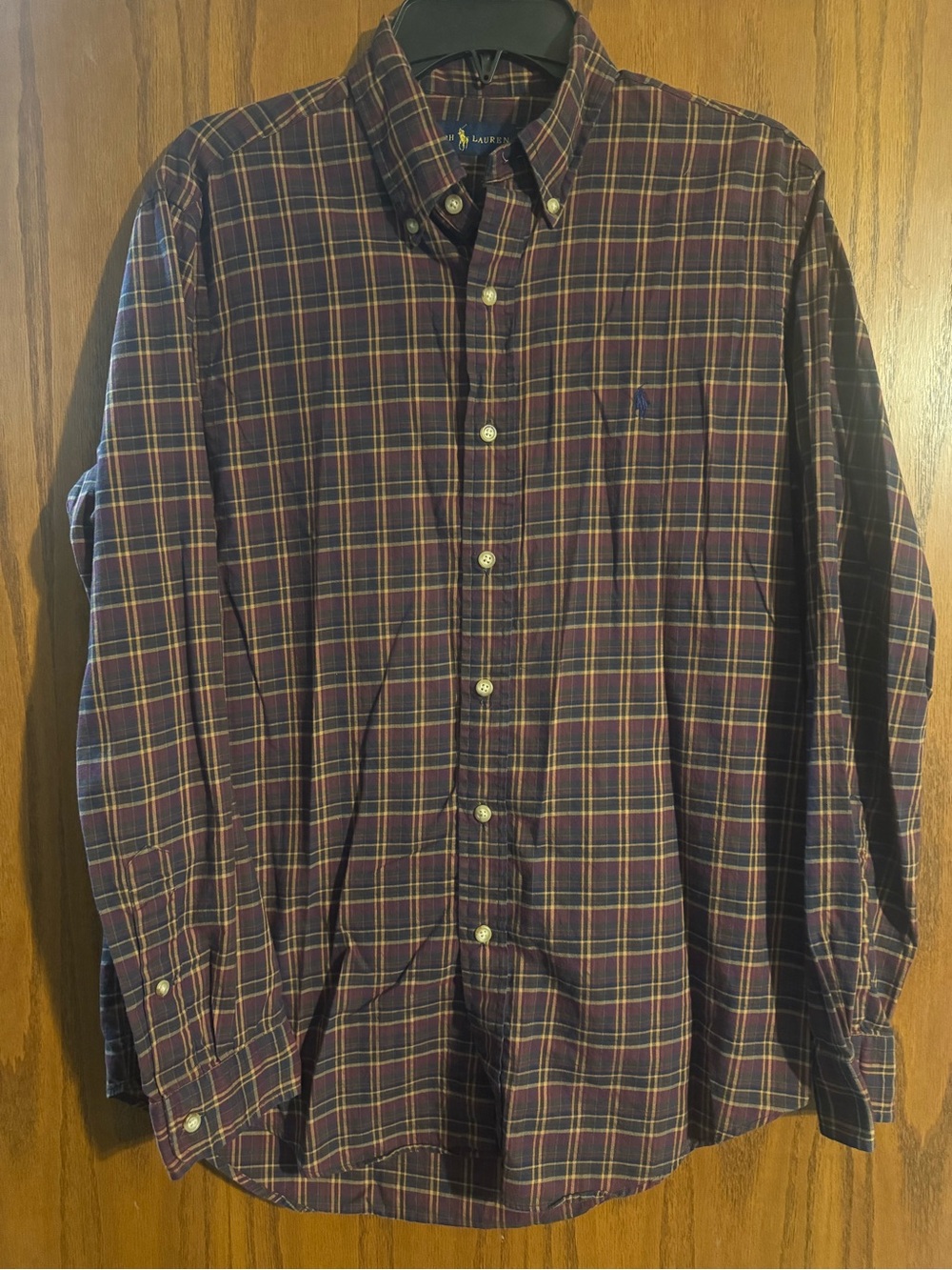 Polo by Ralph Lauren Men's Navy and Burgundy Plaid Button-Down Shirt